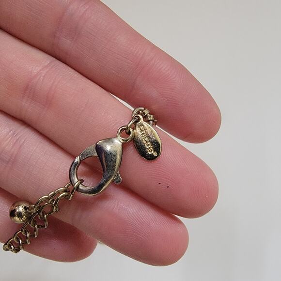 Gold Tone Statement Necklace With Hammered Discs And Open Linked Circle Design - Picture 6 of 10